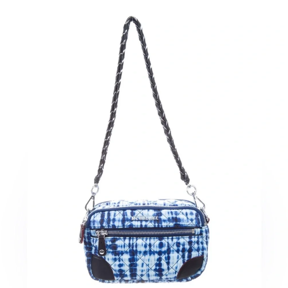 MZ WALLACE Shibori Print MINI Crosby Nylon Crossbody Pouch ~NWT~ Blue